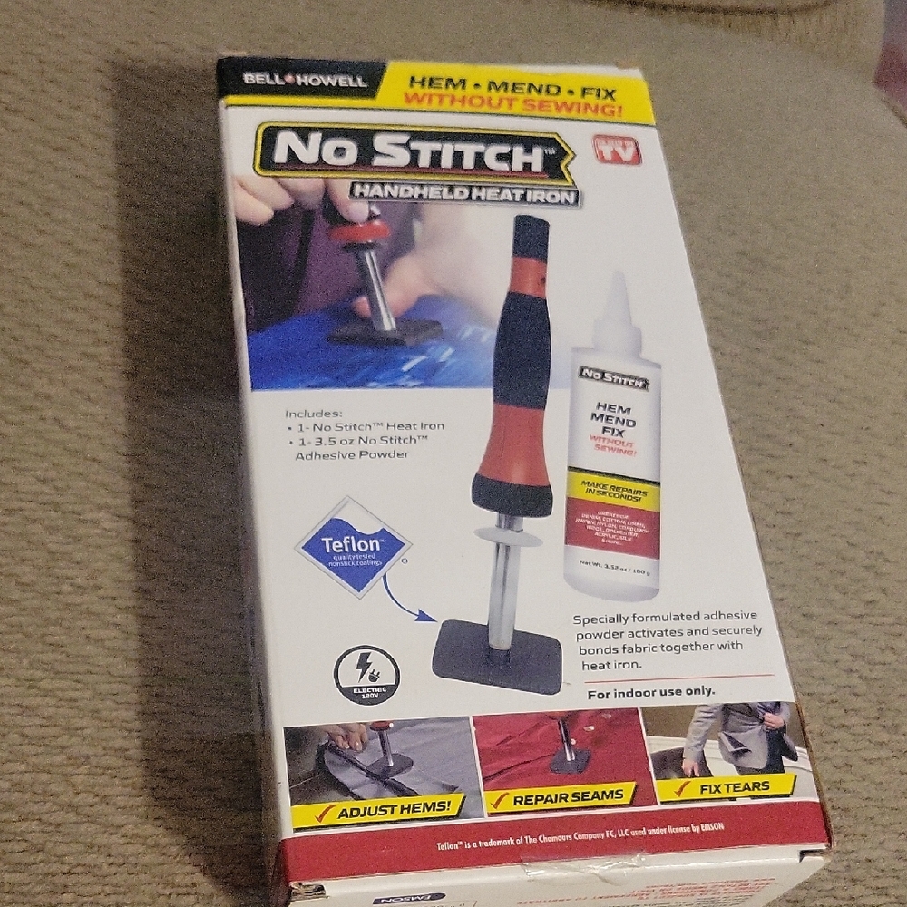 No Stitch Handheld Heat Iron - Red and Black